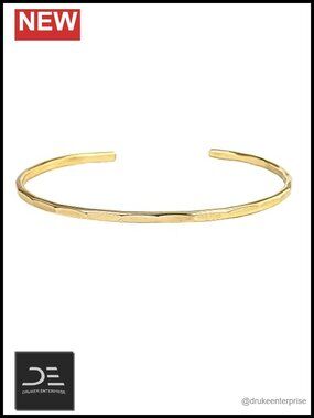14K Gold Filled Hammered Cuff Bracelet Handmade Textured Bangle